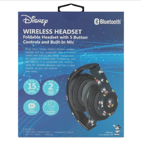 Disney Mickey Mouse Bluetooth Headphones Over Ear, Wireless and Wired Foldables - Picture 4 of 4